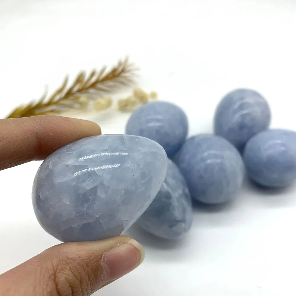 Blue Celestite Crystal Egg, with stand