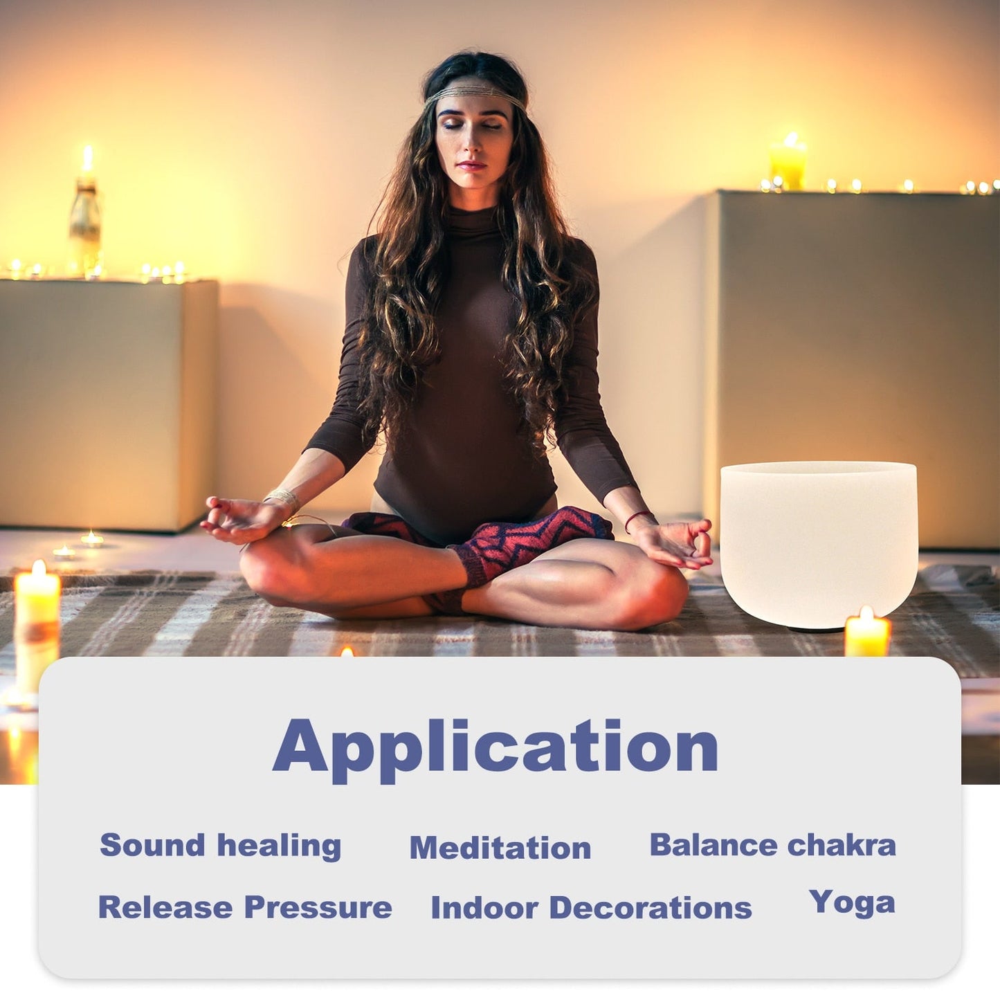 Crystal Sound Bowl Frosted Quartz, Frequency 440Hz