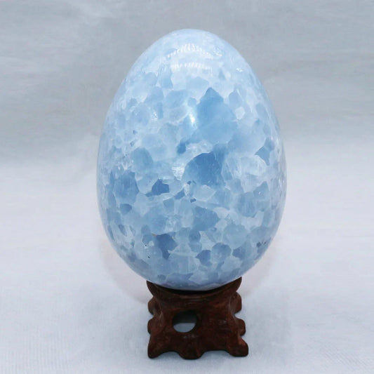 Blue Celestite Crystal Egg, with stand