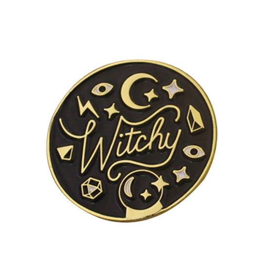 Gothic Black Moon Star Enamel Pin Brooch