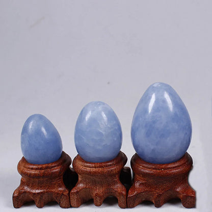 Blue Celestite Crystal Egg, with stand