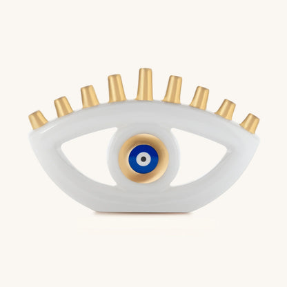 Brilliant Faith Ceramic Evil Eye Menorah
