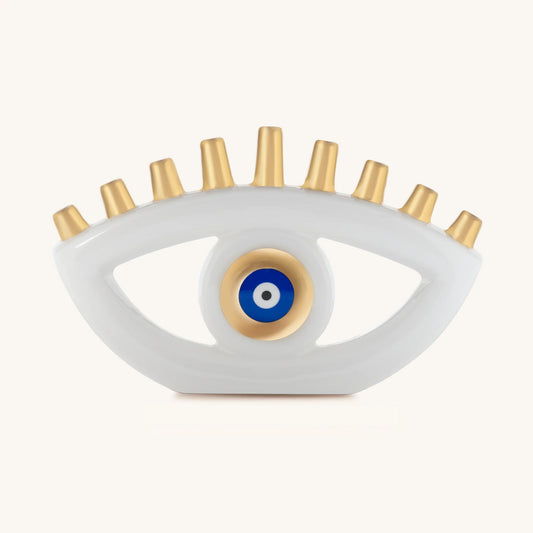 Brilliant Faith Ceramic Evil Eye Menorah