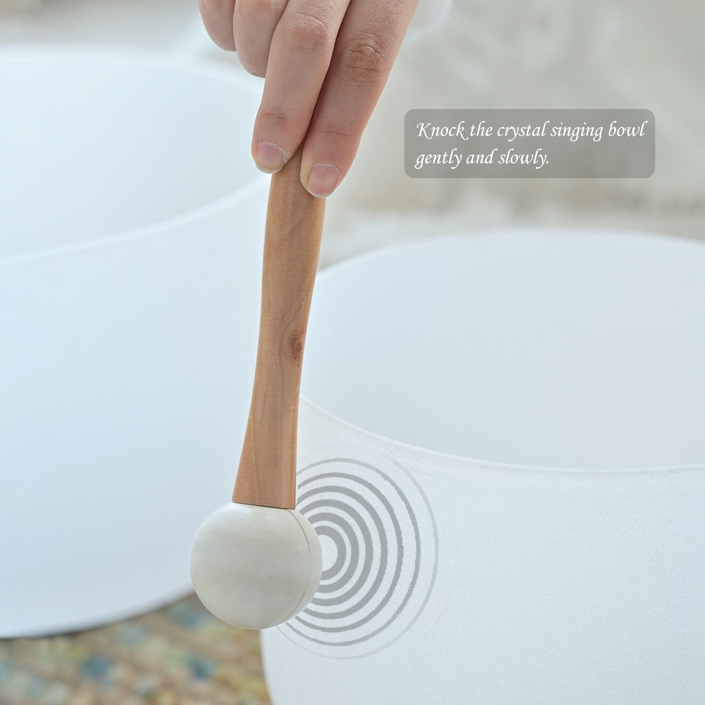 Crystal Sound Bowl Frosted Quartz, Frequency 440Hz