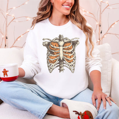 Halloween Skeleton, Pumpkins, Anatomy, Spooky Sweatshirt