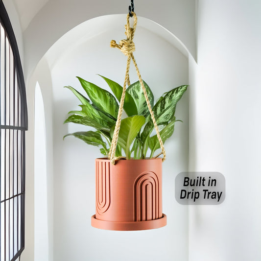 Indoor Hanging Planter for Indoor, 4 or 5 inch Hanging Plant Pot Unique Gift, 3D Printed Planter, Outdoor Patio Decor, Cottagecore Decor,BOW
