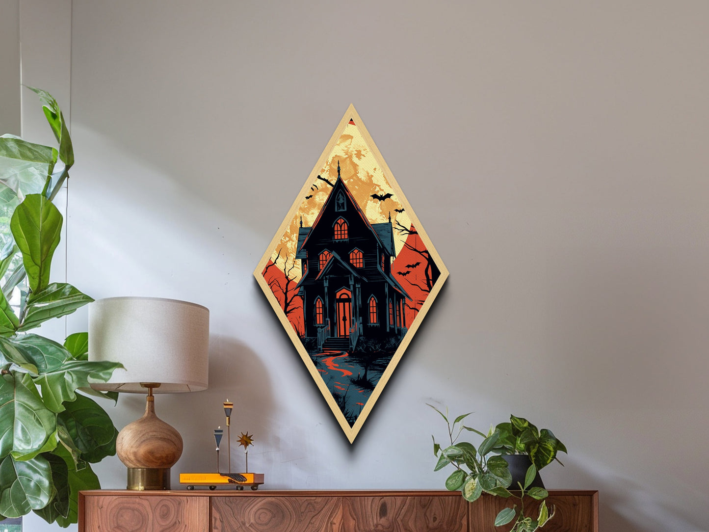 Gothic Haunted House – Canvas Embossed Print or Poster Wall Art