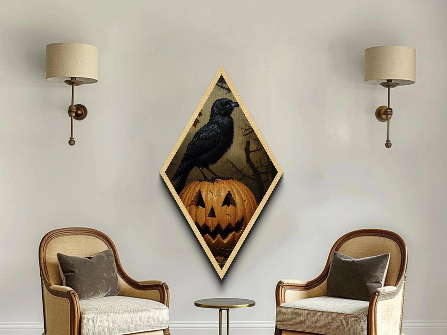"Nevermore Pumpkin" Diamond Shaped Wall Art