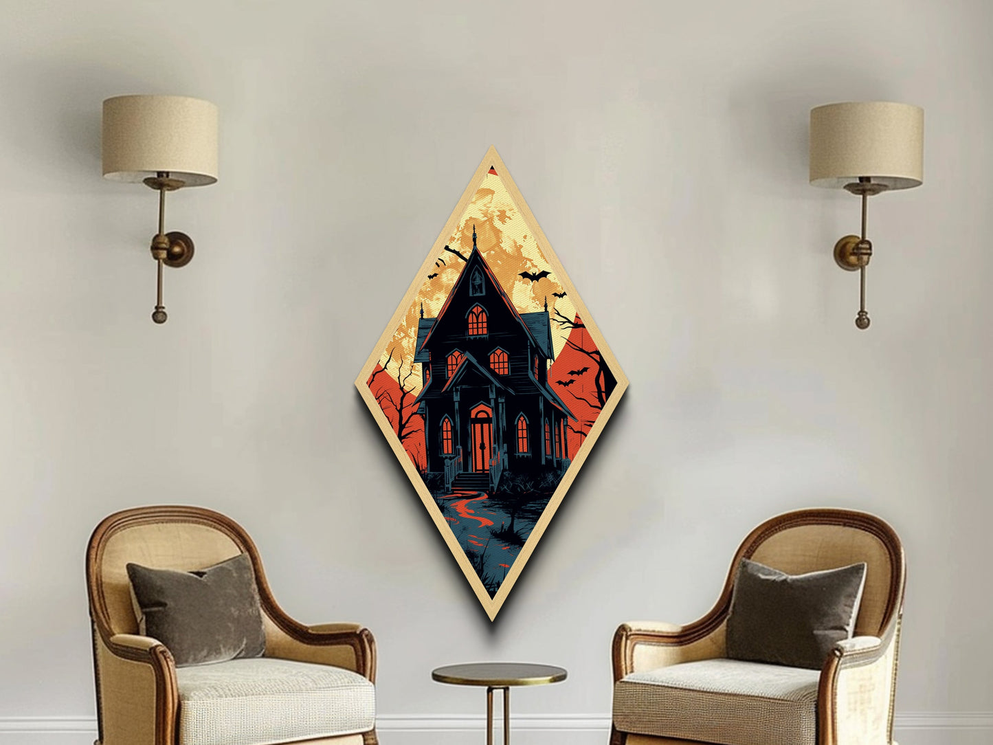 Gothic Haunted House – Canvas Embossed Print or Poster Wall Art