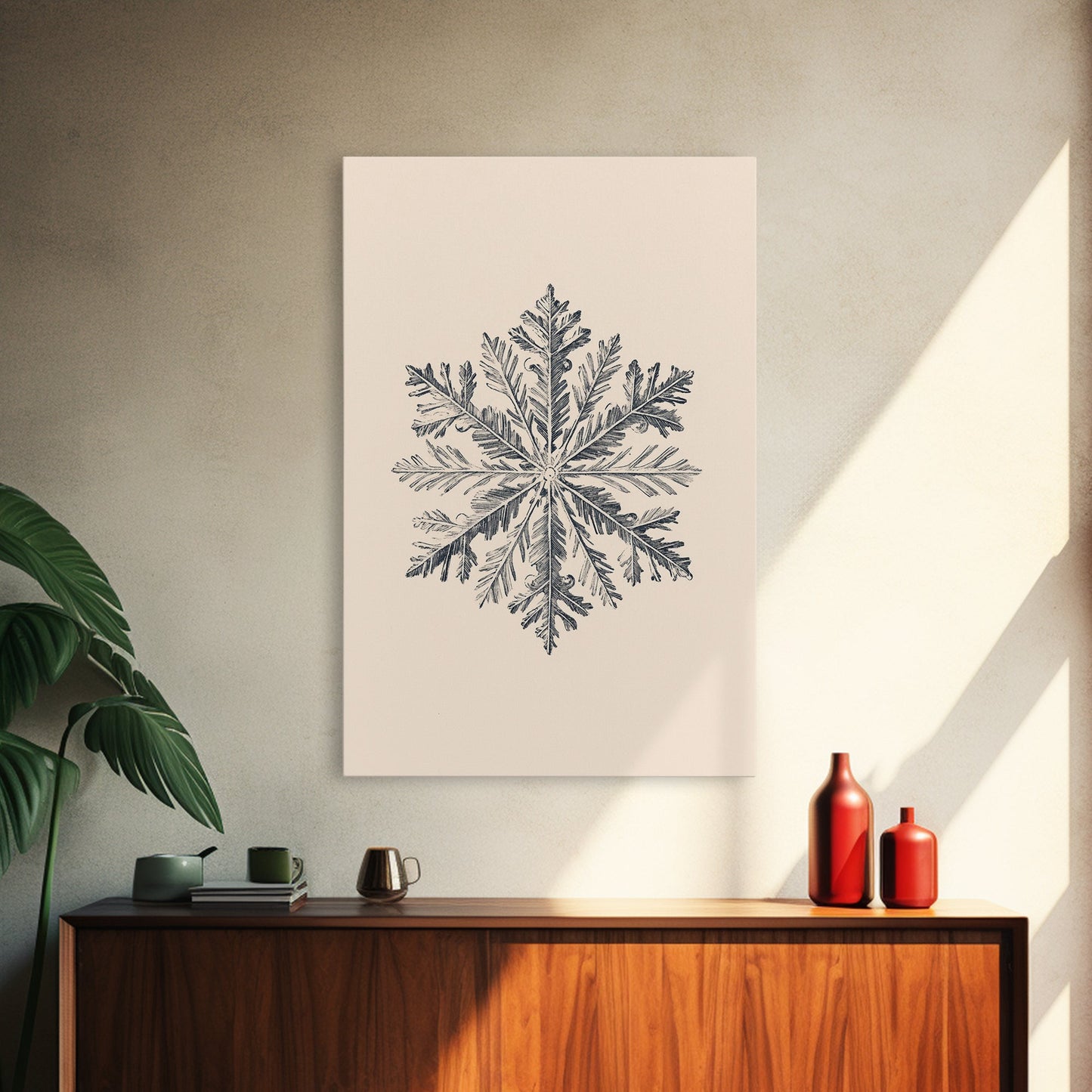 Snowflake Canvas Print - Framed Canvas - Minimalist Christmas Art - Boho Christmas Art - Rustic Christmas Art - Winter Decor - Winter Art