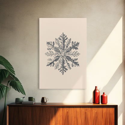 Snowflake Canvas Print - Framed Canvas - Minimalist Christmas Art - Boho Christmas Art - Rustic Christmas Art - Winter Decor - Winter Art