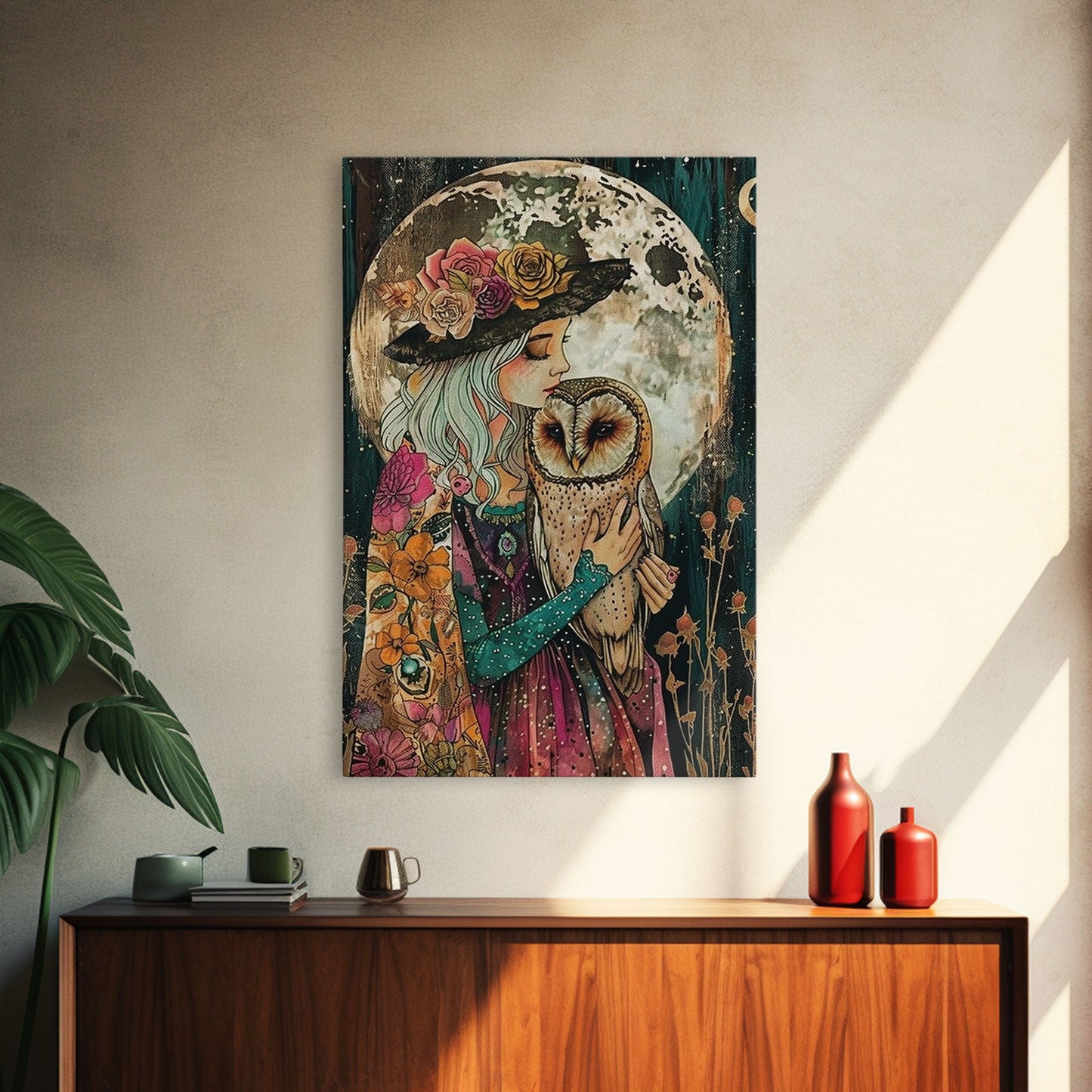 Witch Holding Owl wall art
