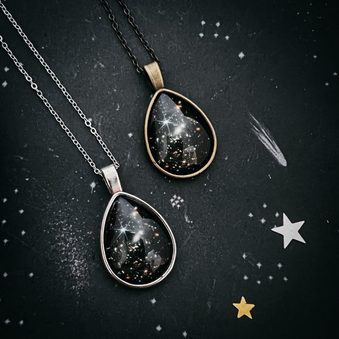 Deep Field Drops in Cosmic Ocean Teardrop Necklace