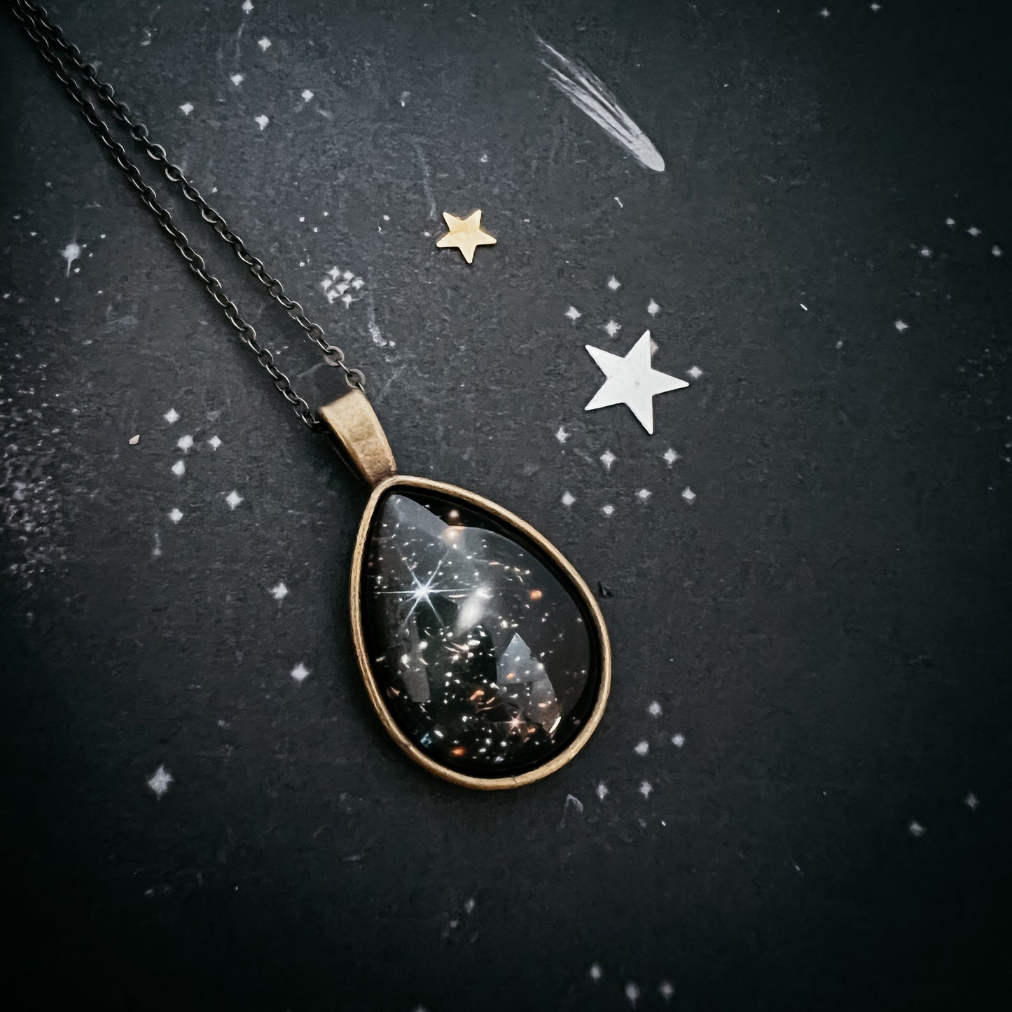 Deep Field Drops in Cosmic Ocean Teardrop Necklace