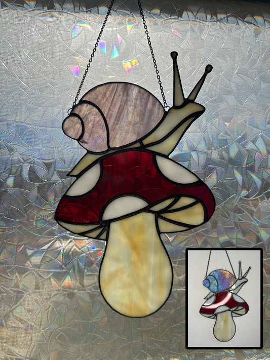 Mushroom Snail - Handmade Stained Glass