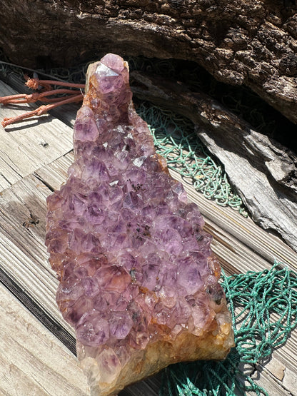 Natural Amethyst Cluster Crystal Specimen-Raw Purple Quartz Geode  (9x3.4x3.8)