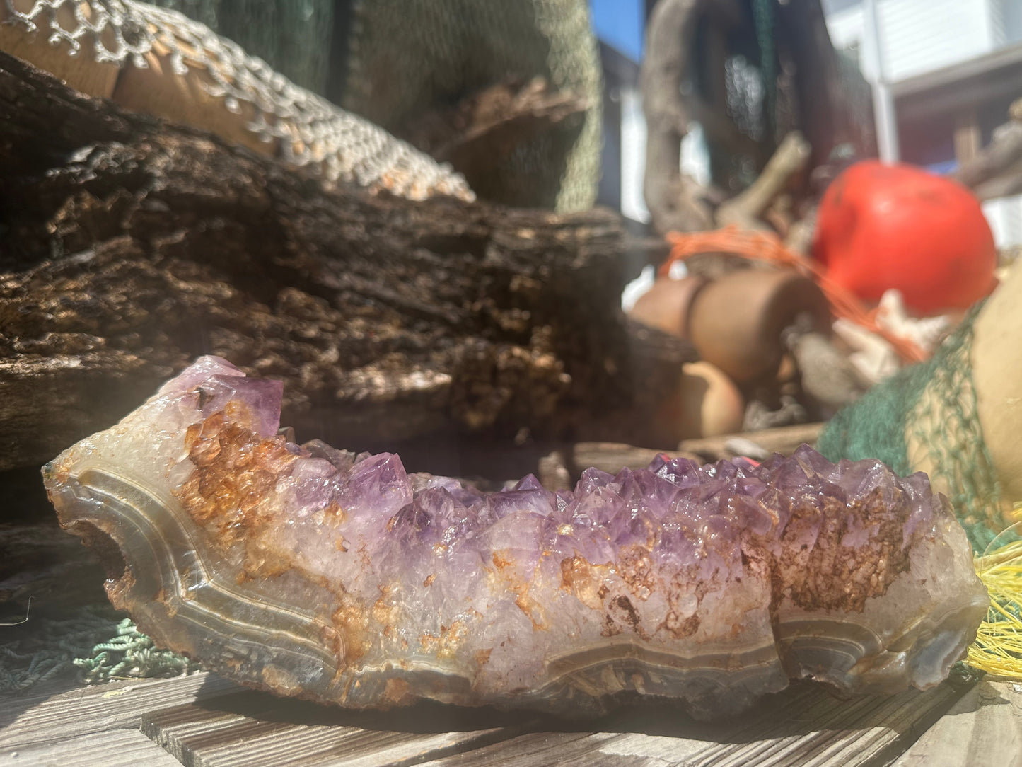 Natural Amethyst Cluster Crystal Specimen-Raw Purple Quartz Geode  (9x3.4x3.8)