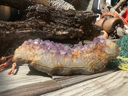Natural Amethyst Cluster Crystal Specimen-Raw Purple Quartz Geode  (9x3.4x3.8)