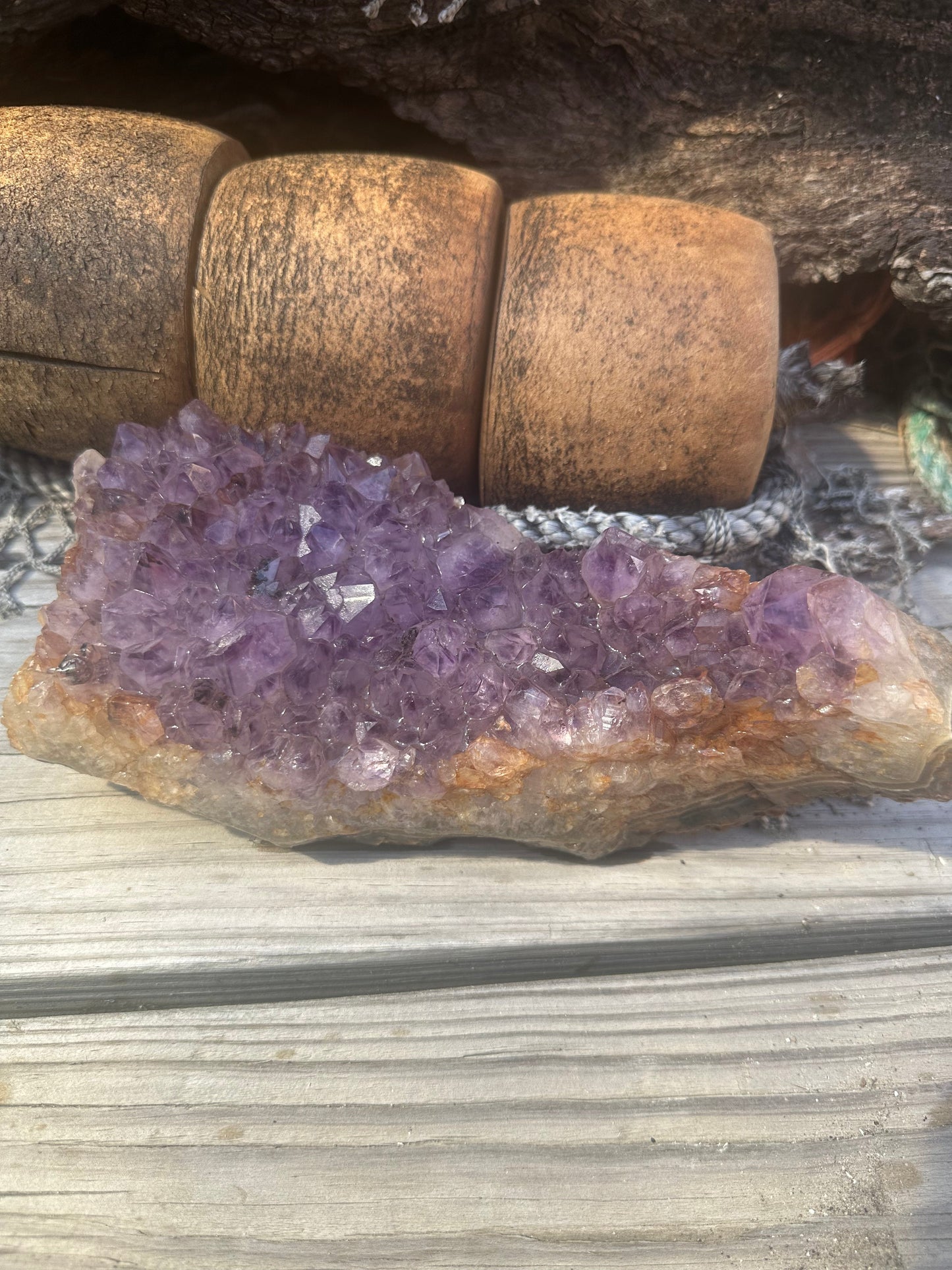 Natural Amethyst Cluster Crystal Specimen-Raw Purple Quartz Geode  (9x3.4x3.8)