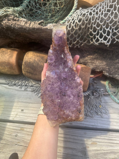 Natural Amethyst Cluster Crystal Specimen-Raw Purple Quartz Geode  (9x3.4x3.8)