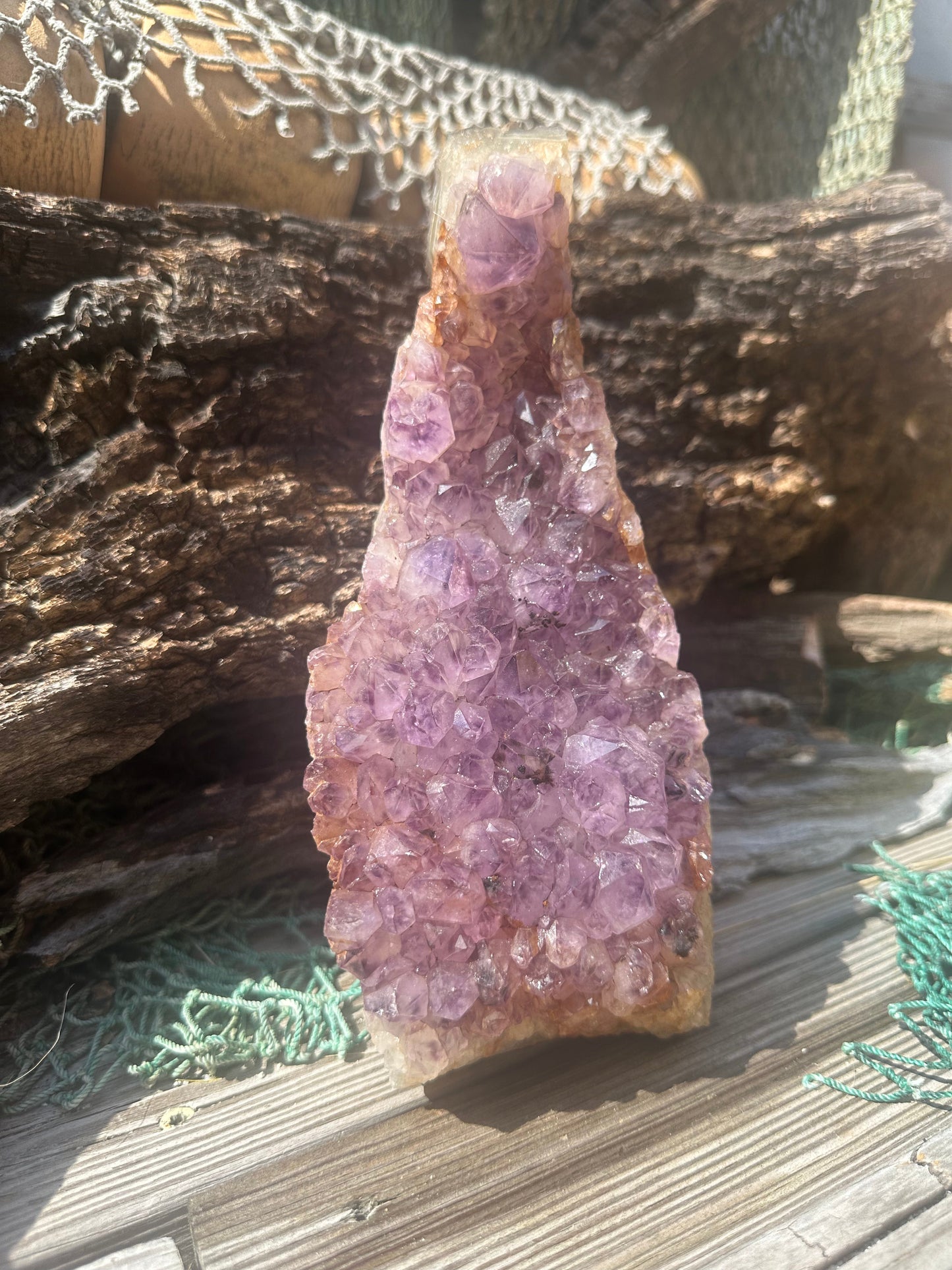 Natural Amethyst Cluster Crystal Specimen-Raw Purple Quartz Geode  (9x3.4x3.8)