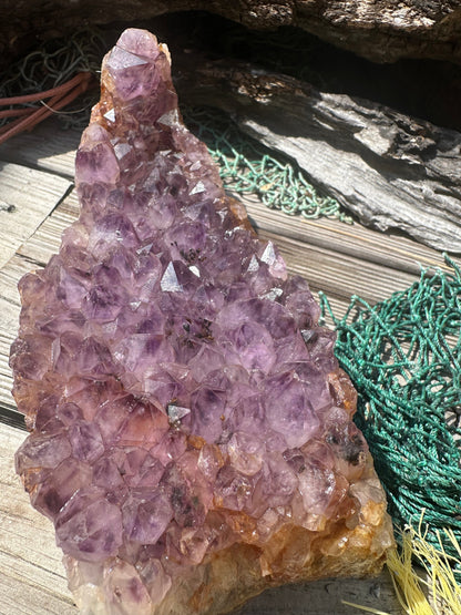 Natural Amethyst Cluster Crystal Specimen-Raw Purple Quartz Geode  (9x3.4x3.8)