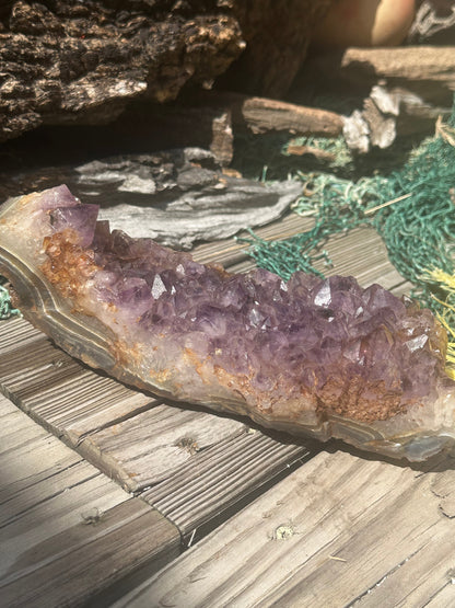 Natural Amethyst Cluster Crystal Specimen-Raw Purple Quartz Geode  (9x3.4x3.8)