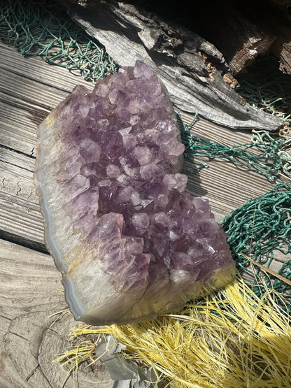 Natural Amethyst Cluster Crystal Specimen-Raw Purple Quartz Geode  (7.9x4.7x2.3)