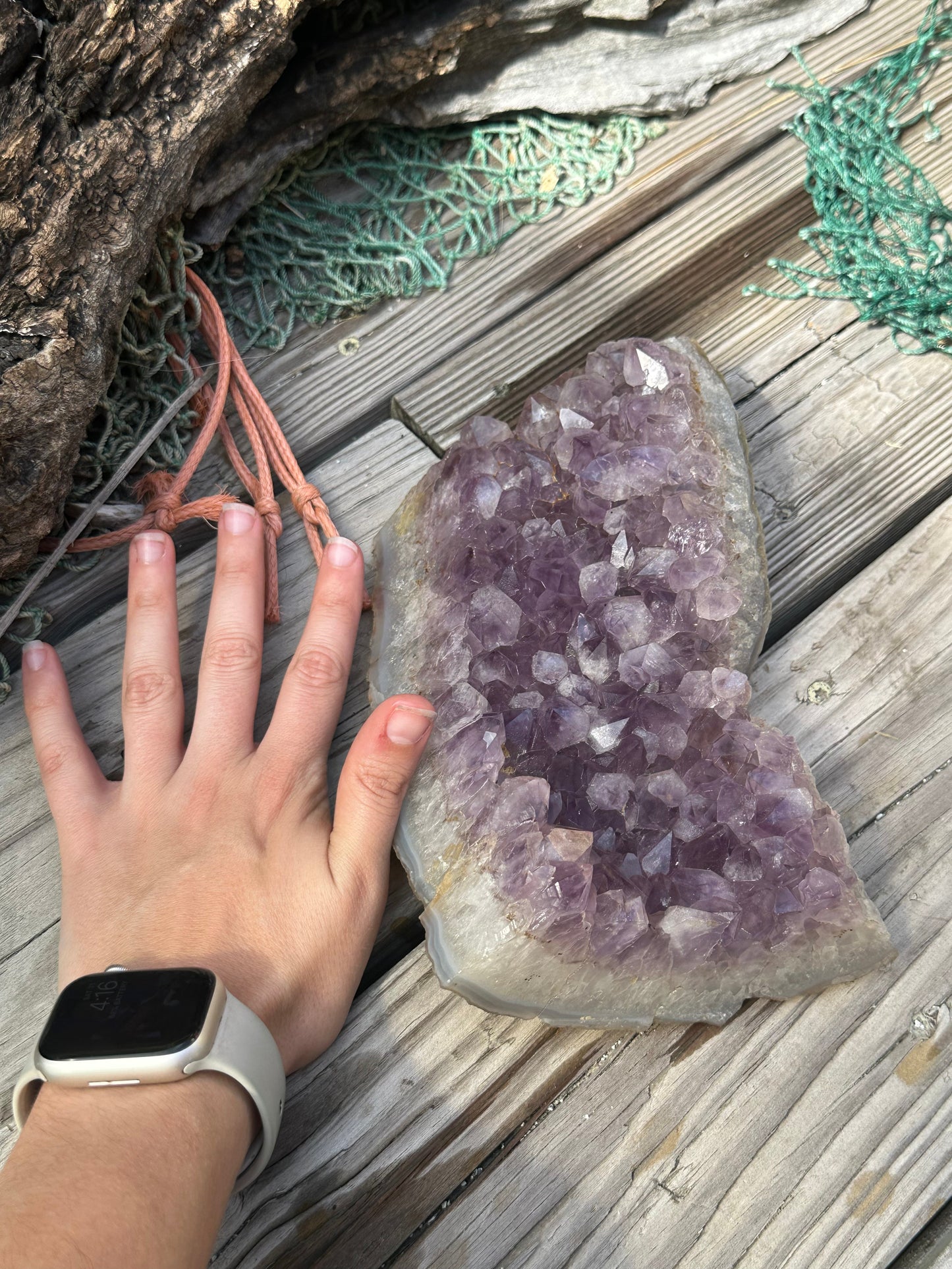 Natural Amethyst Cluster Crystal Specimen-Raw Purple Quartz Geode  (7.9x4.7x2.3)