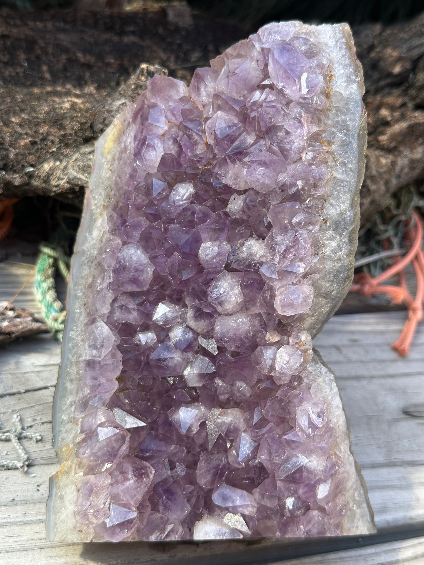 Natural Amethyst Cluster Crystal Specimen-Raw Purple Quartz Geode  (7.9x4.7x2.3)