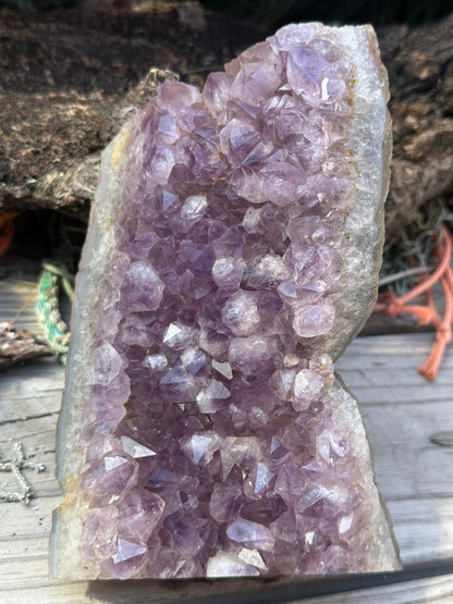 Natural Amethyst Cluster Crystal Specimen-Raw Purple Quartz Geode  (7.9x4.7x2.3)