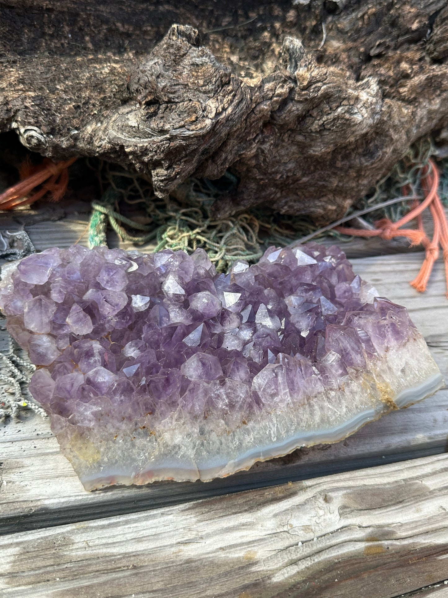 Natural Amethyst Cluster Crystal Specimen-Raw Purple Quartz Geode  (7.9x4.7x2.3)