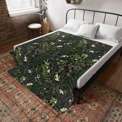 Fern Soft Blanket – Green Leaves Design – 80x60" – Limited Quantity**