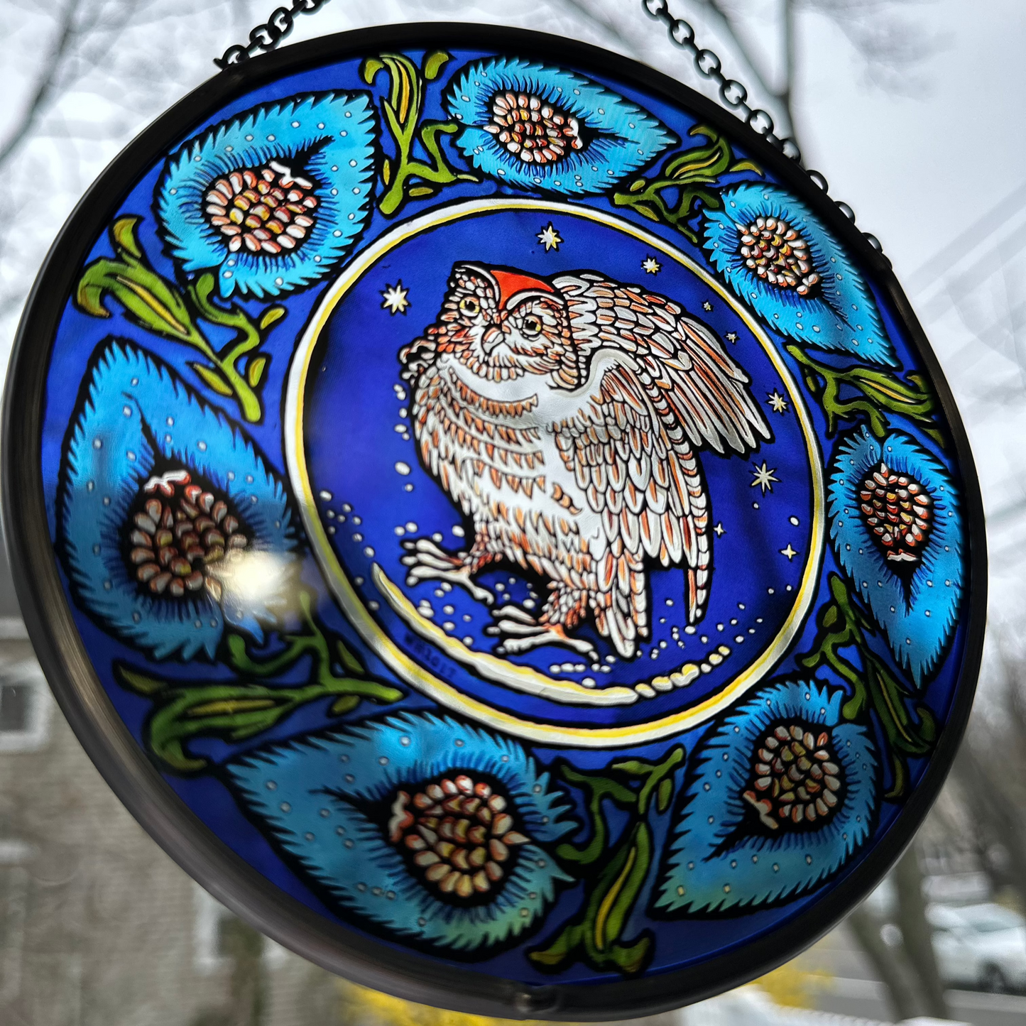 William De Morgan Owl Suncatcher