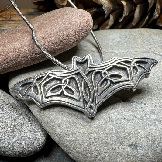 Celtic Bat Pewter Necklace