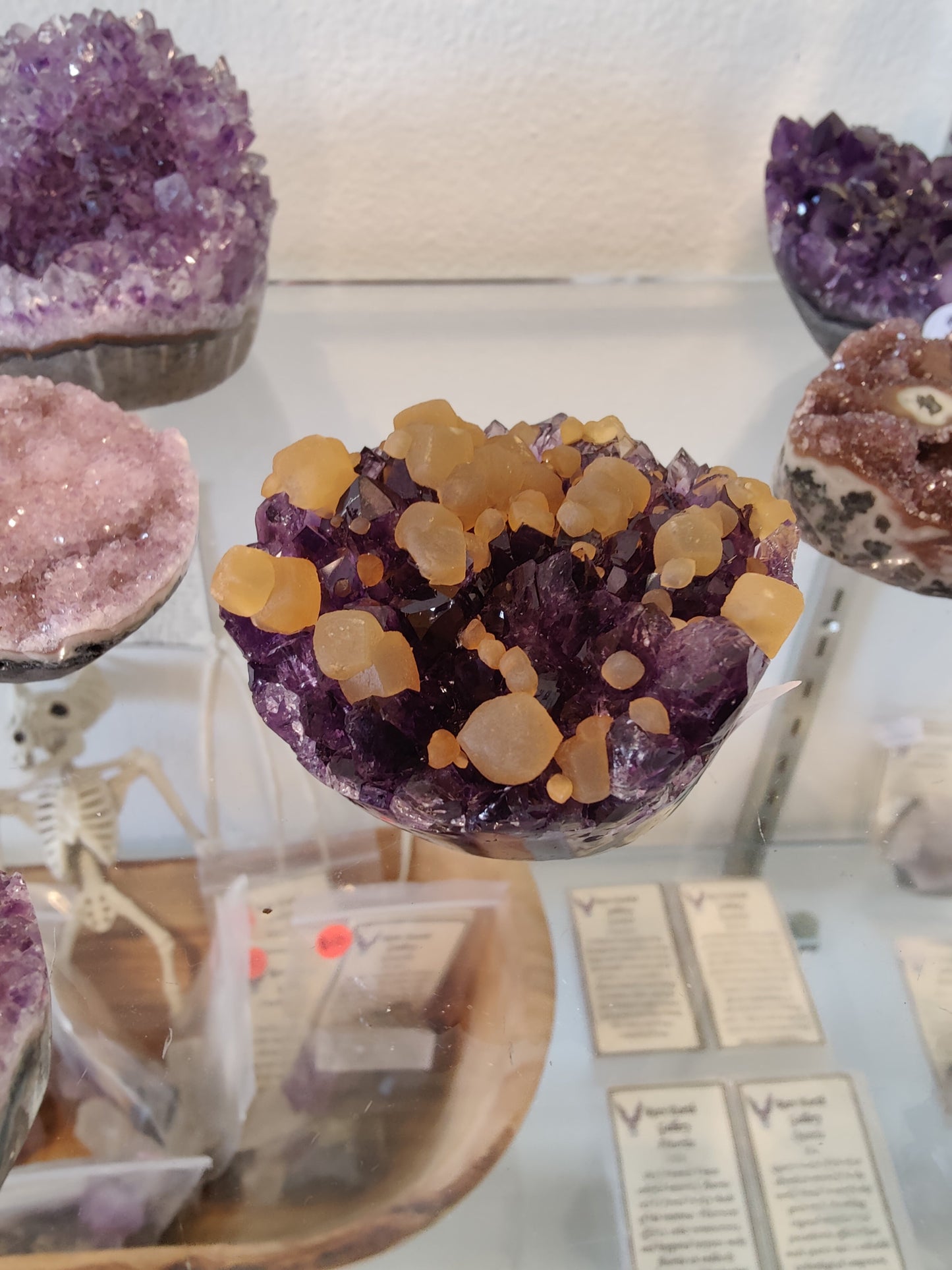 Amethyst with Golden Calcite Crystal Inclusions Geode Sculpture