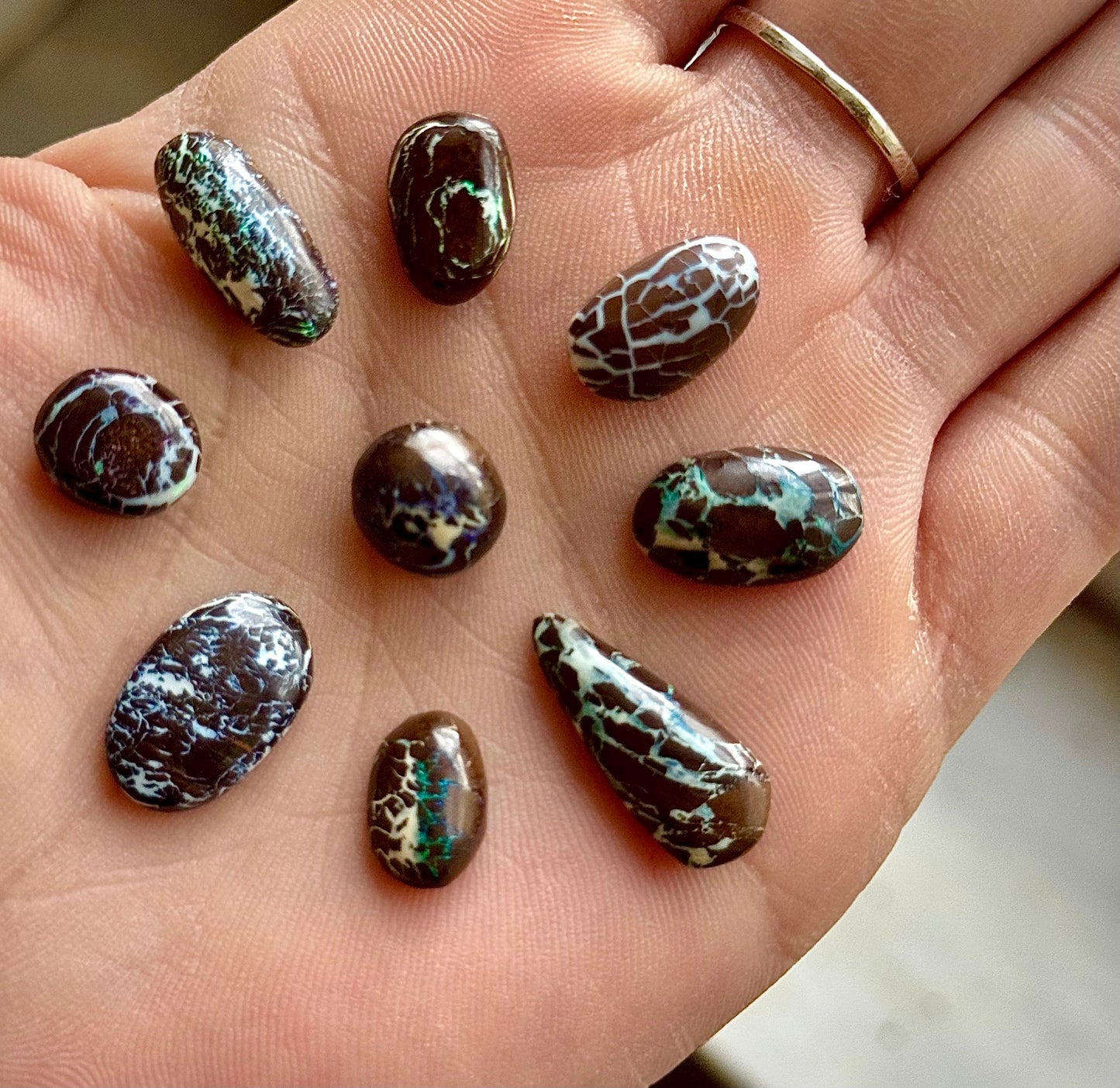 Dragon Pattern Boulder Opal Cabochons – Rare, Polished Gemstones for Jewelry & Collectors