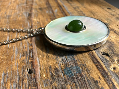 Canadian Jade and Mother of Pearl Pendant – Elegant Gemstone Jewelry