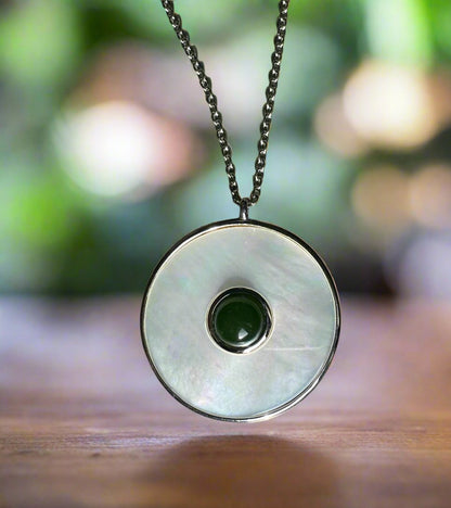 Canadian Jade and Mother of Pearl Pendant – Elegant Gemstone Jewelry