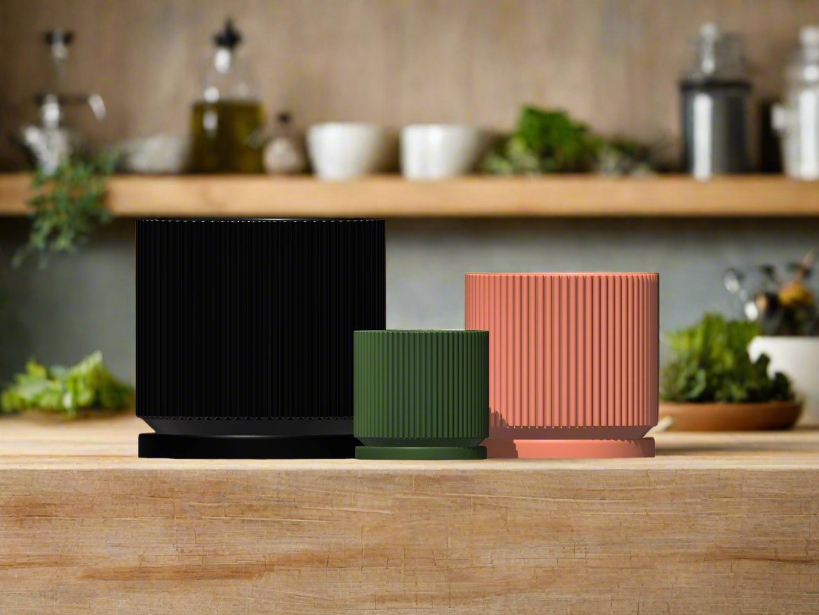 Mid-Century Ribbed Planter