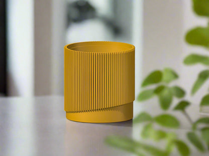 Mid-Century Ribbed Planter with Drainage and Saucer in Multiple Colors, 3D Printed Planter with Unique Modern Design, Lightweight, Wave