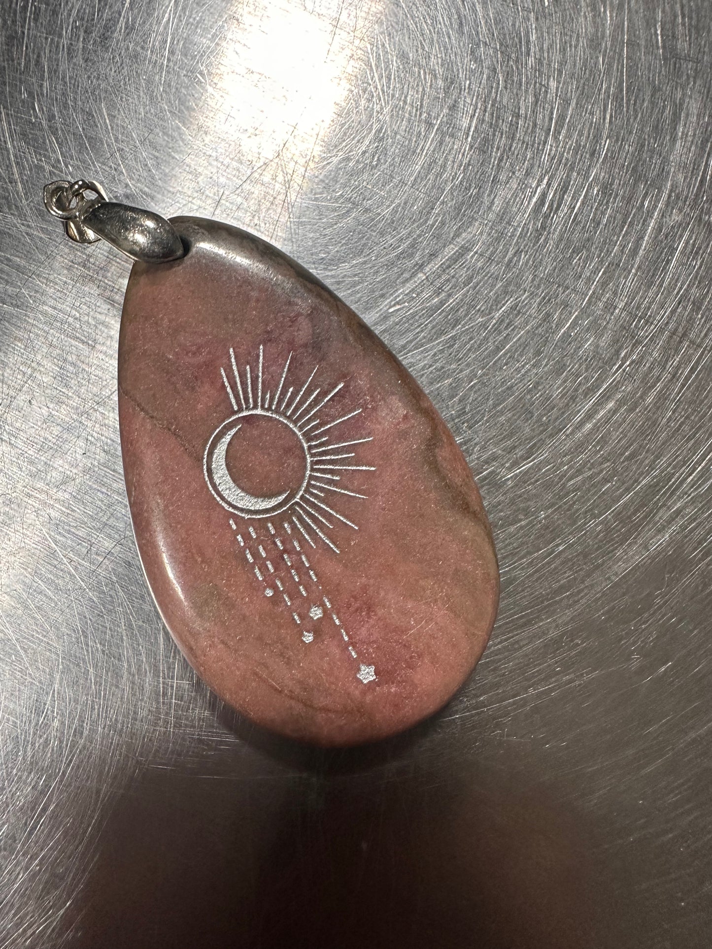 RHODONITE stamped pendants