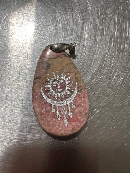 RHODONITE stamped pendants