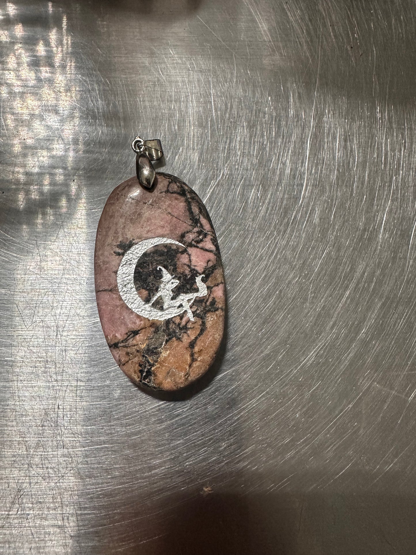 RHODONITE stamped pendants