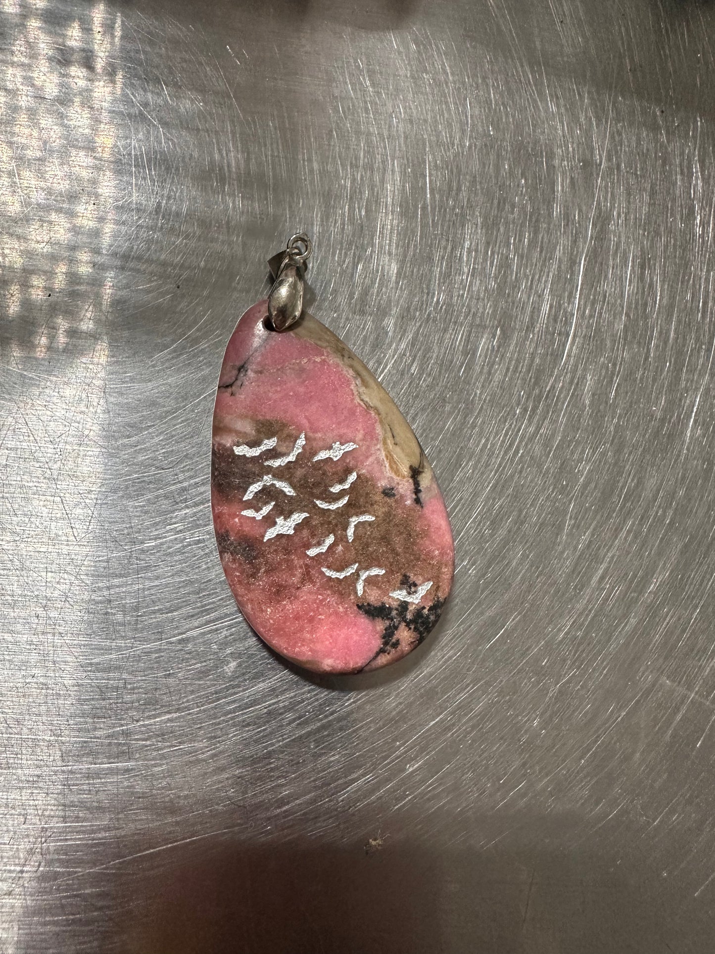 RHODONITE stamped pendants