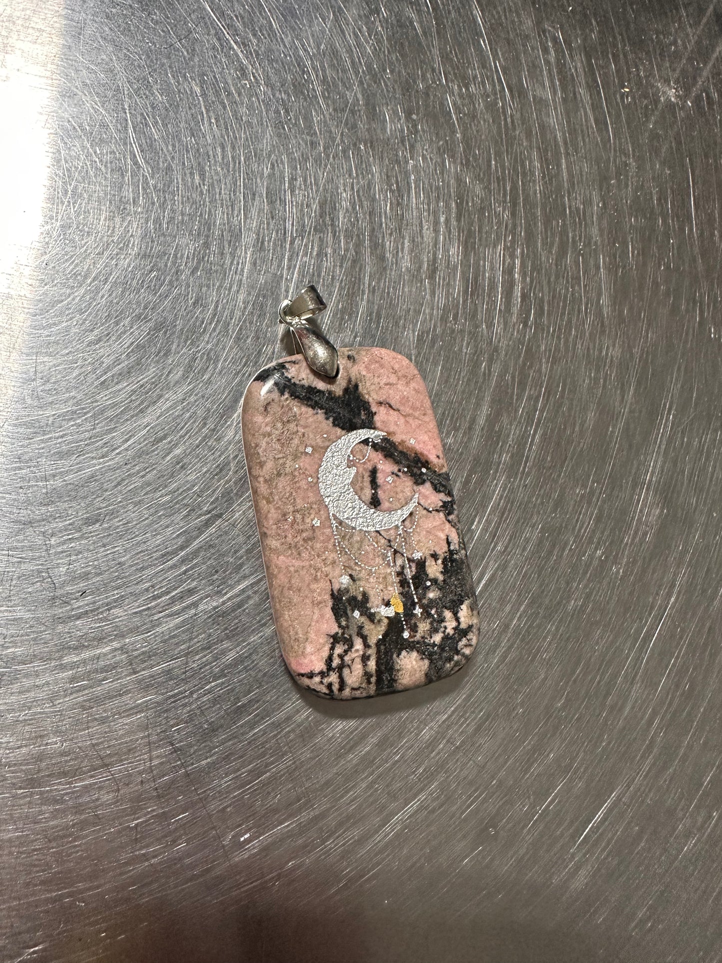 RHODONITE stamped pendants