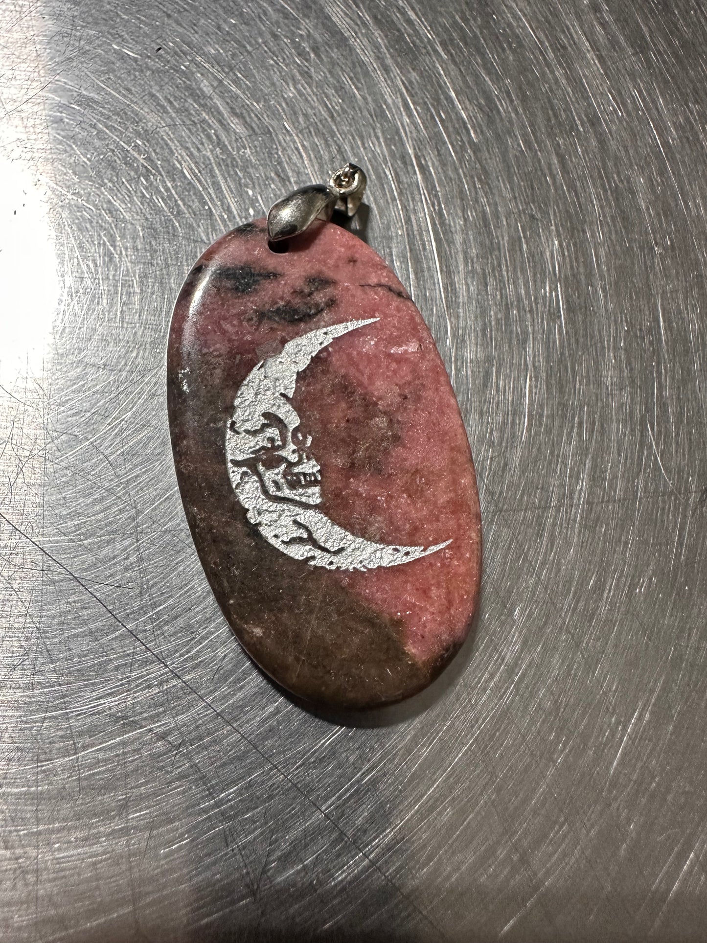 RHODONITE stamped pendants