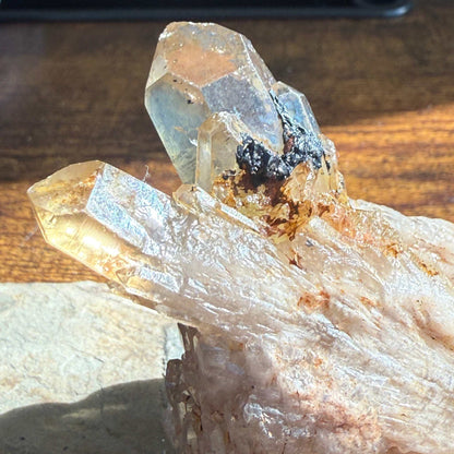 Kundalini Citrine Cluster with Guardian Hematite ✨🖤🦁