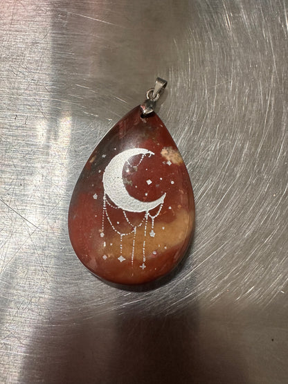 BLOODSTONE stamped pendants