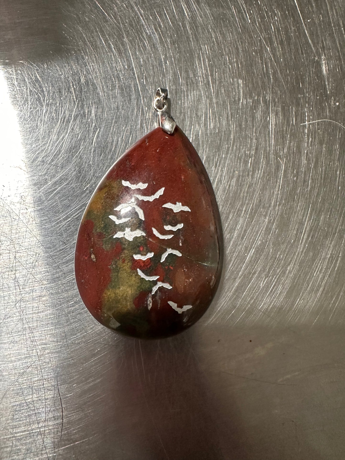 BLOODSTONE stamped pendants